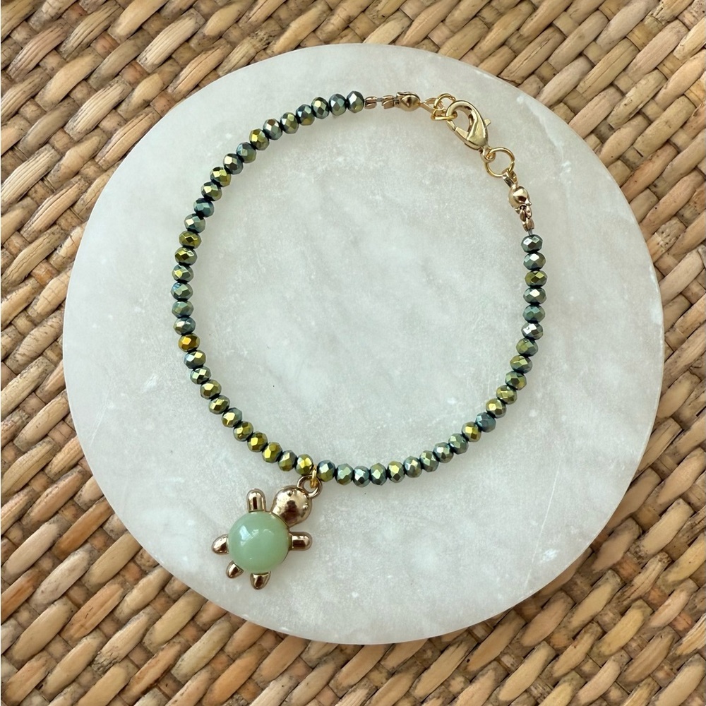 Turtle Bracelet Gold and Green